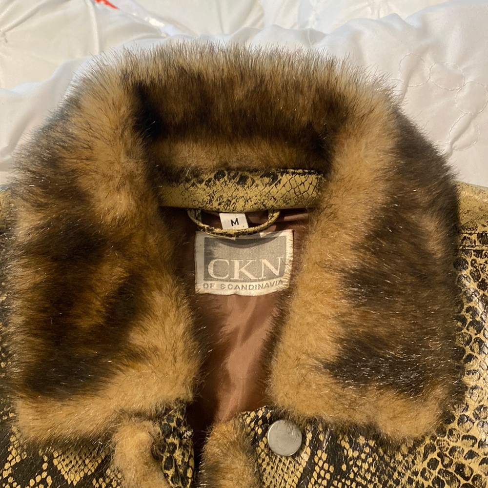 Vintage Brown Python Snakeskin faux Leather Jacket. CKN of Scandinavia